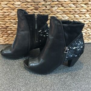 Club Nico Black Peep-Toe Heeled Boots